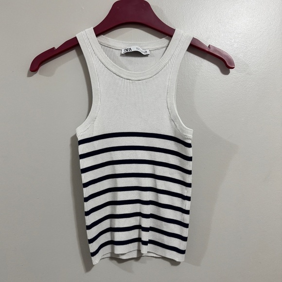 Zara Tops - Zara Tank Top With Navy Stripes Woman’s Size Small